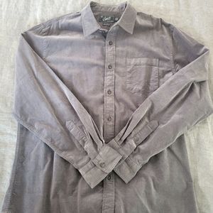 Grayers men's Grey long sleeve, fine cord shirt. Lots of stretch and very soft.